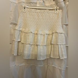White Smocked Mini Skirt